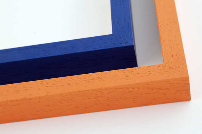 Cadres feuillure haute bleu et orange avec toile tendue sur châssis