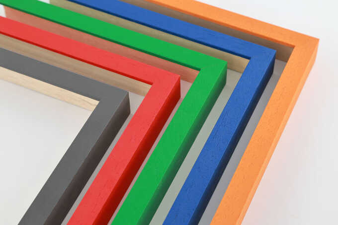 Cadres feuillure haute sur mesure, tous coloris disponibles vus en angle