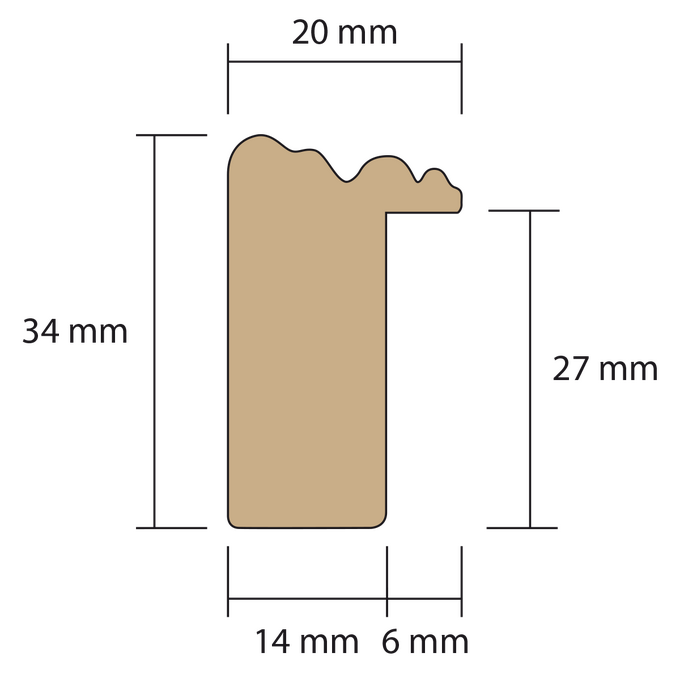 Profil moulure cadre baroque feuillure haute