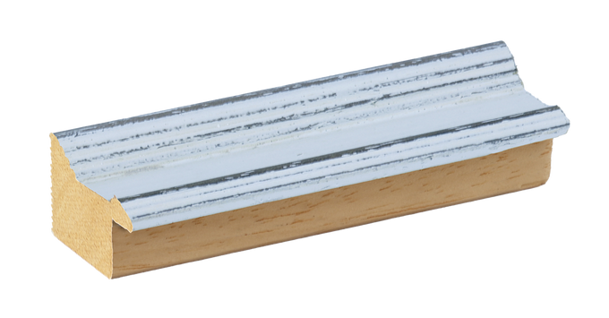 Moulure du cadre vintage bleu clair, baguette d'encadrement en bois