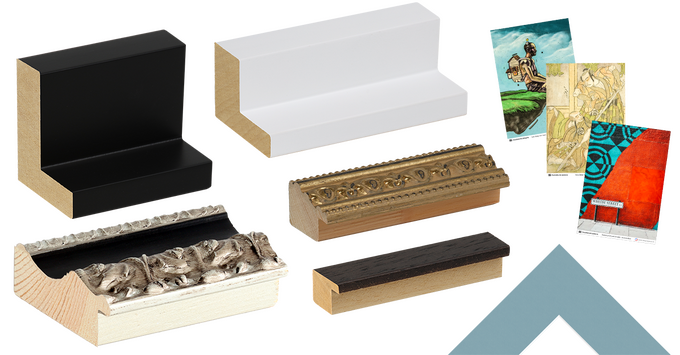 Échantillons de moulures pour cadres, toiles et passe-partout